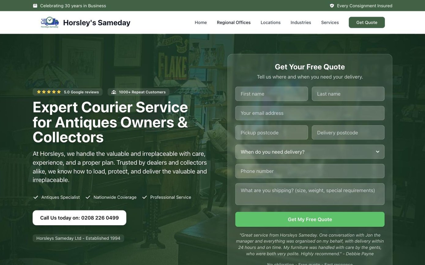 Horsley's Sameday antiques industry page