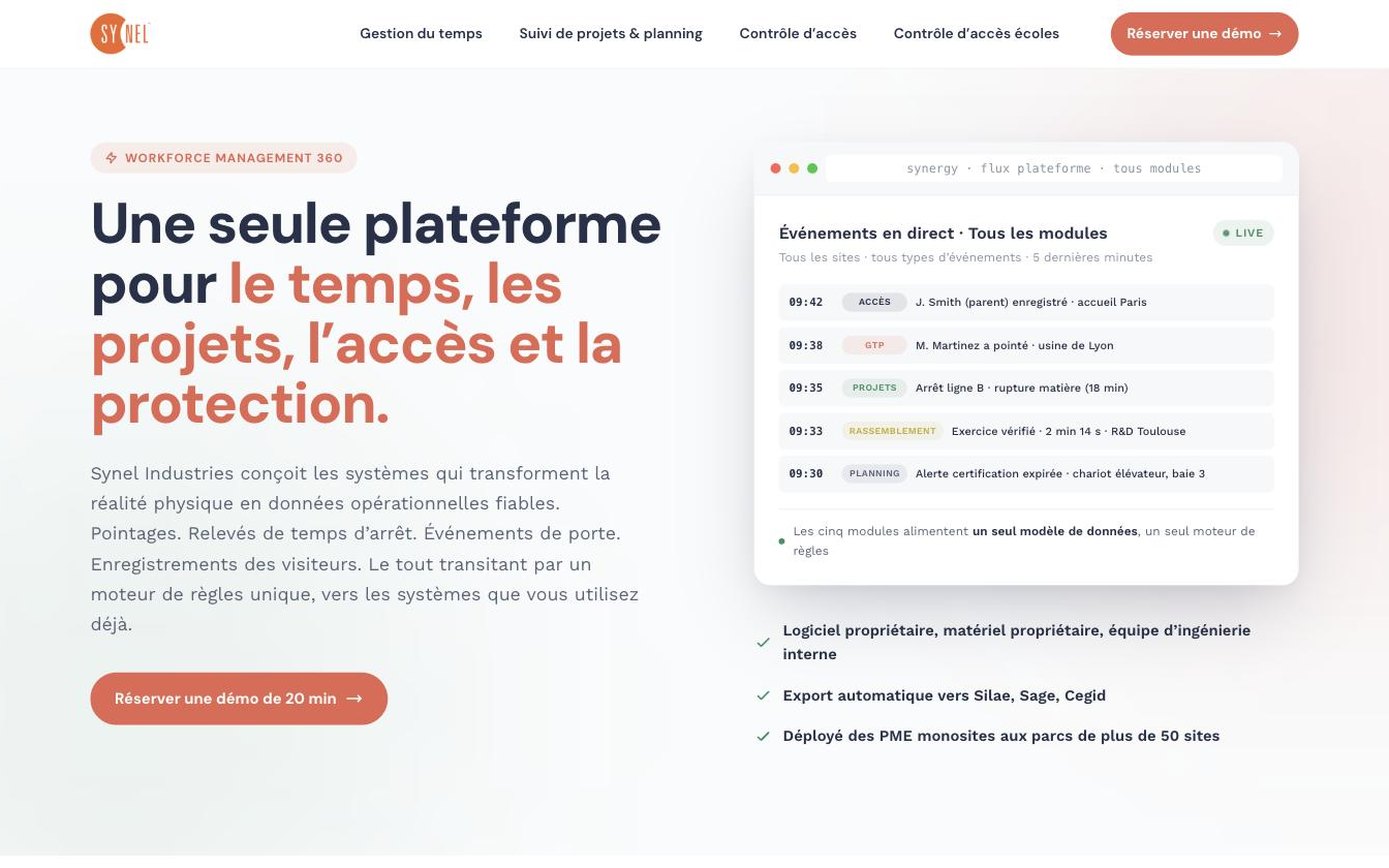Synel France home page in French