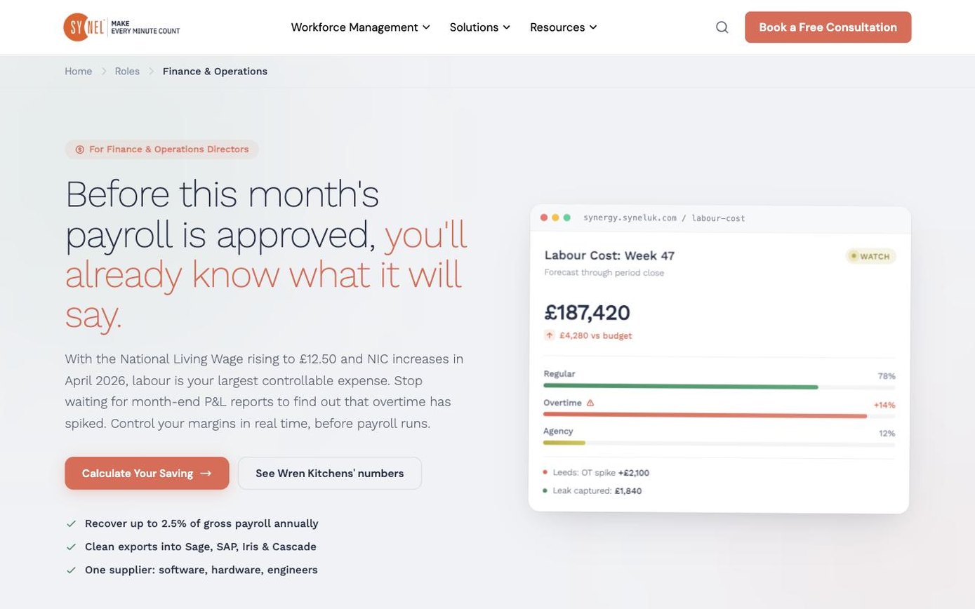 Synel buyer page for finance and operations directors