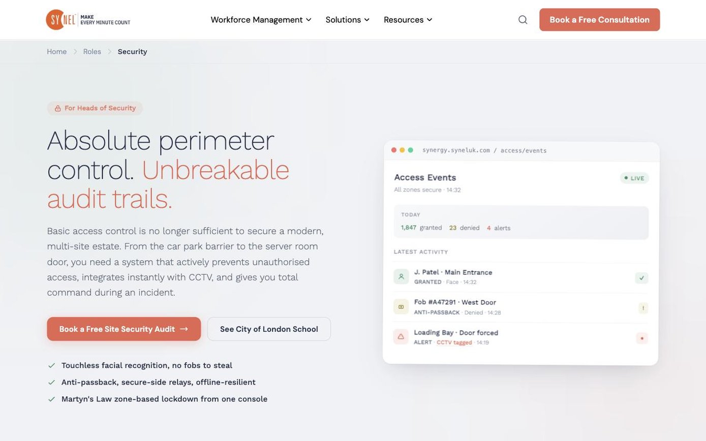 Synel buyer page for heads of security