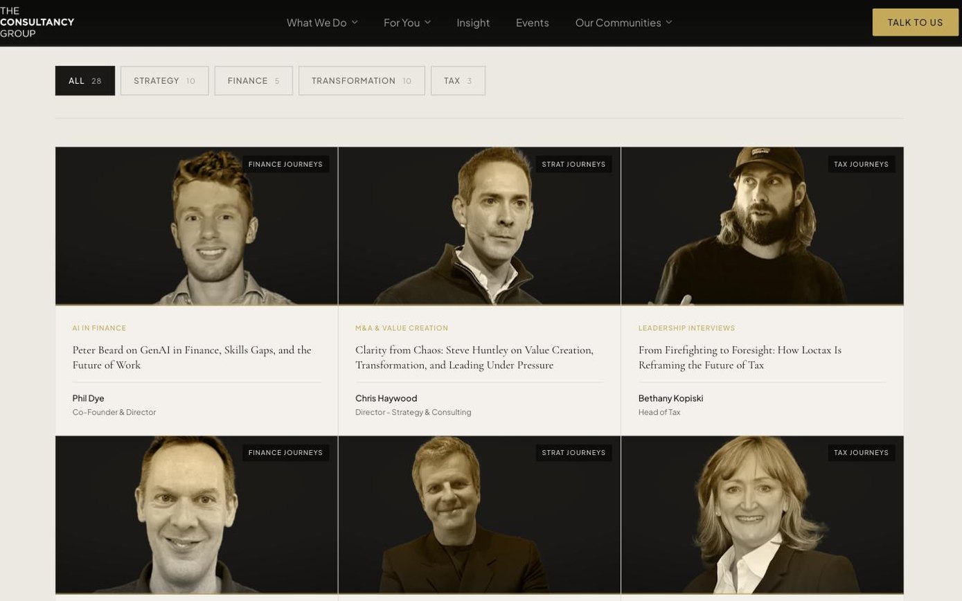 The Consultancy Group interviews index, 28 conversations with C-level leaders