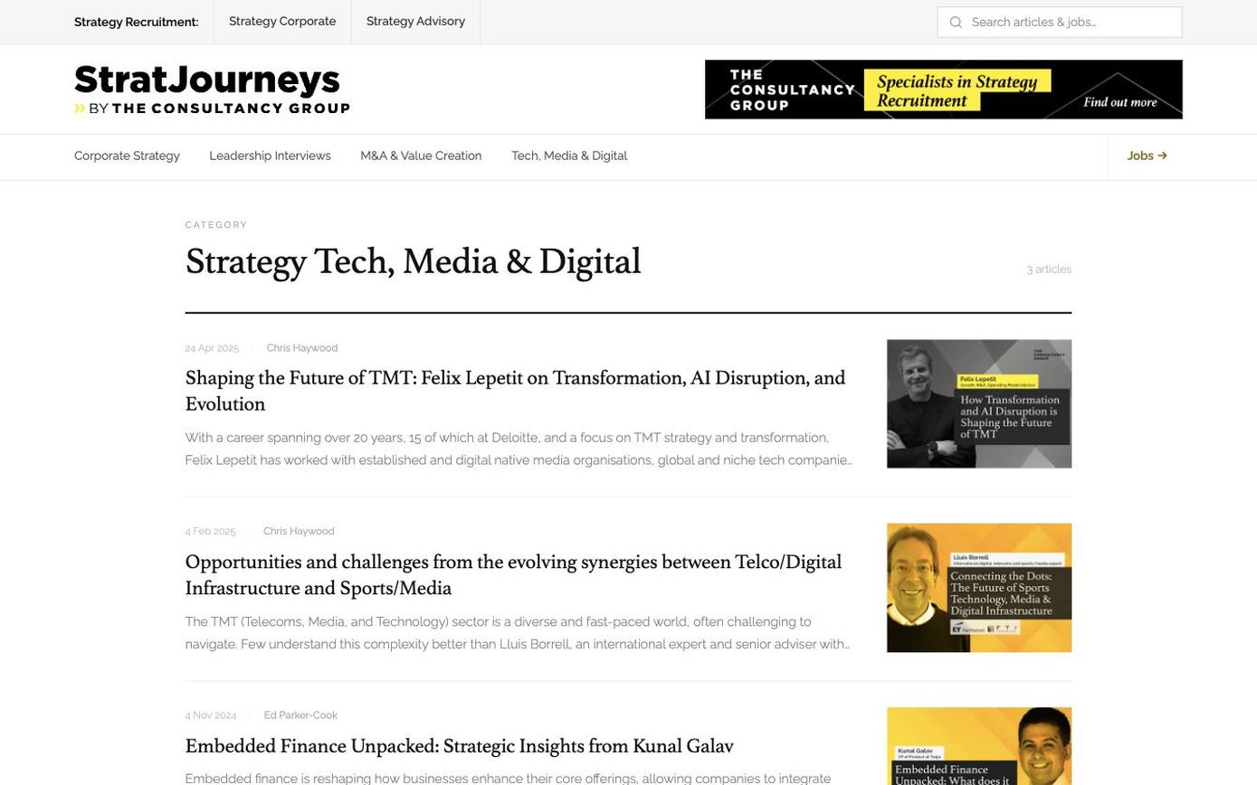 Strat Journeys, a category page inside the strategy hub